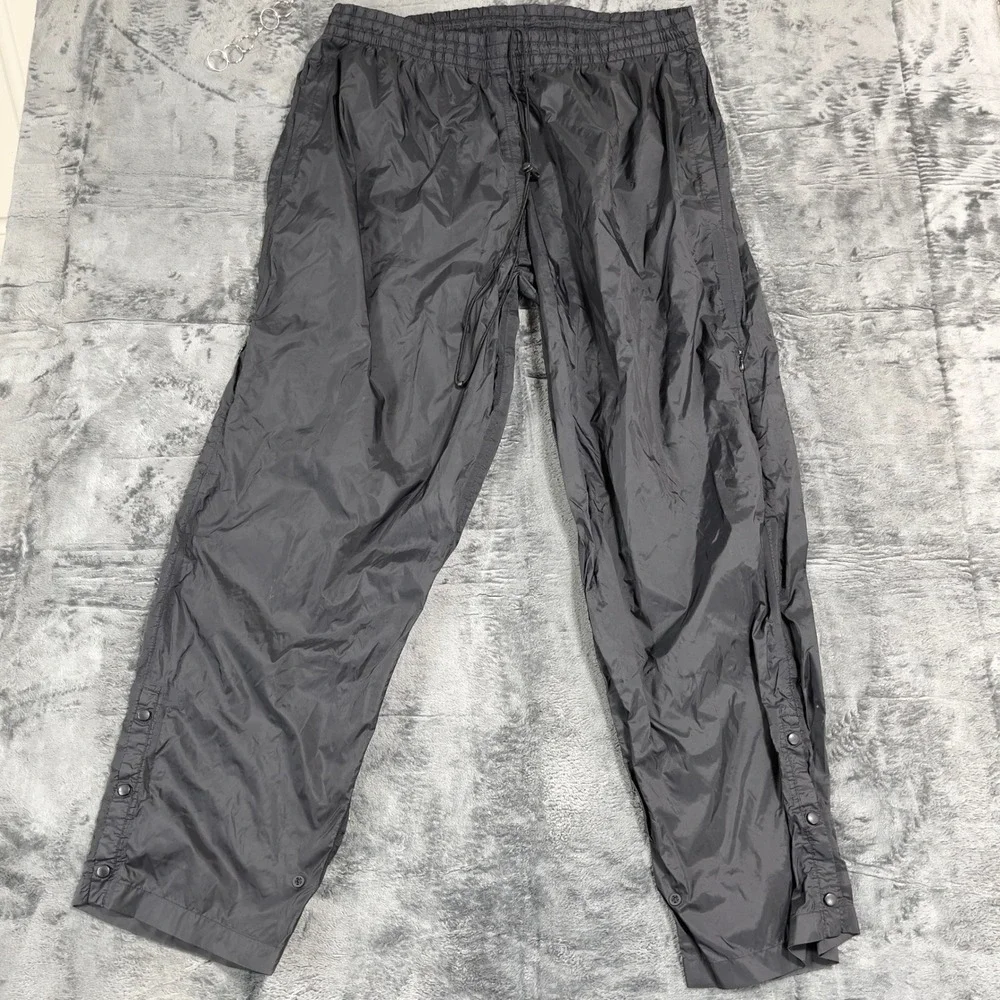 Antigua Antech Mens XL Black‎ Nylon Windbreaker Track Pants Snap Leg Athletic
